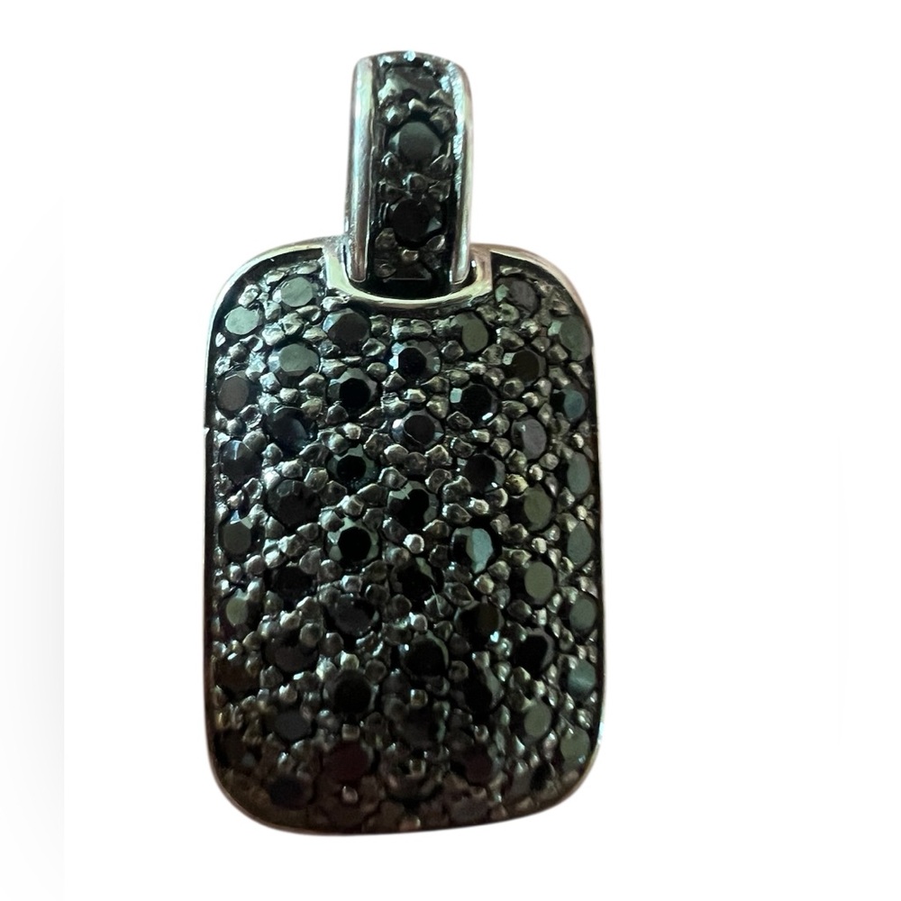 Black Sterling Silver Cz Dogtag